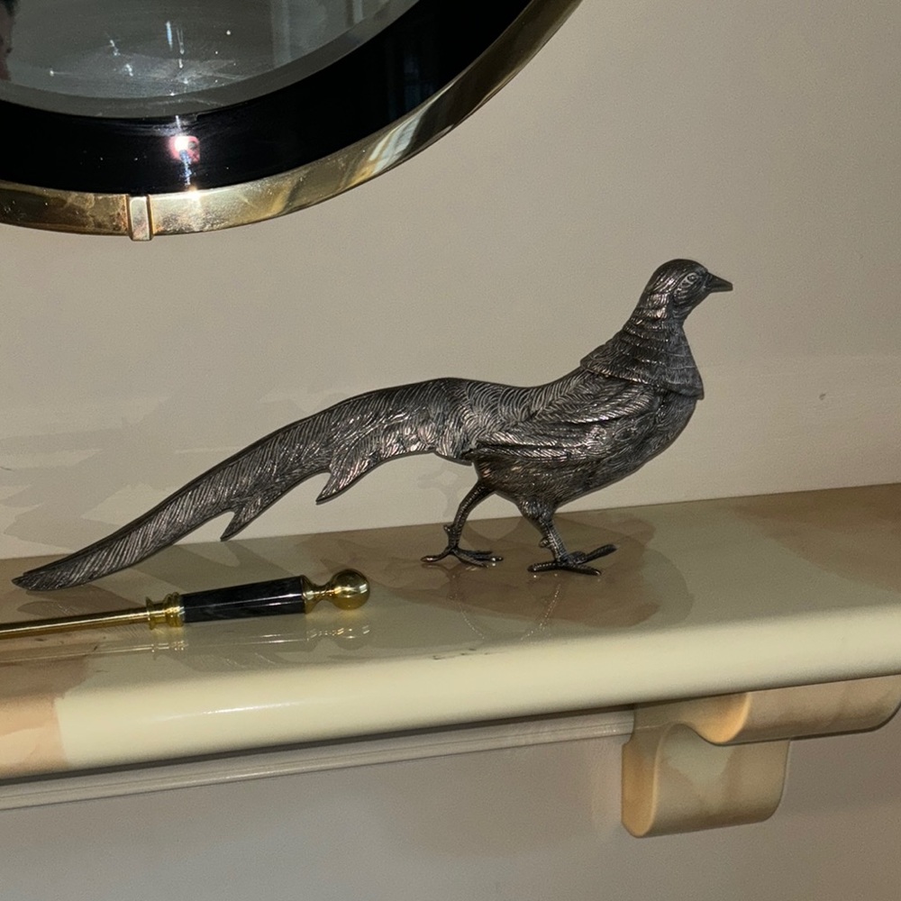 Elegant Silver Pheasant Figurine